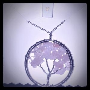 NWT Pinkstone Silver Tree of Life Necklace